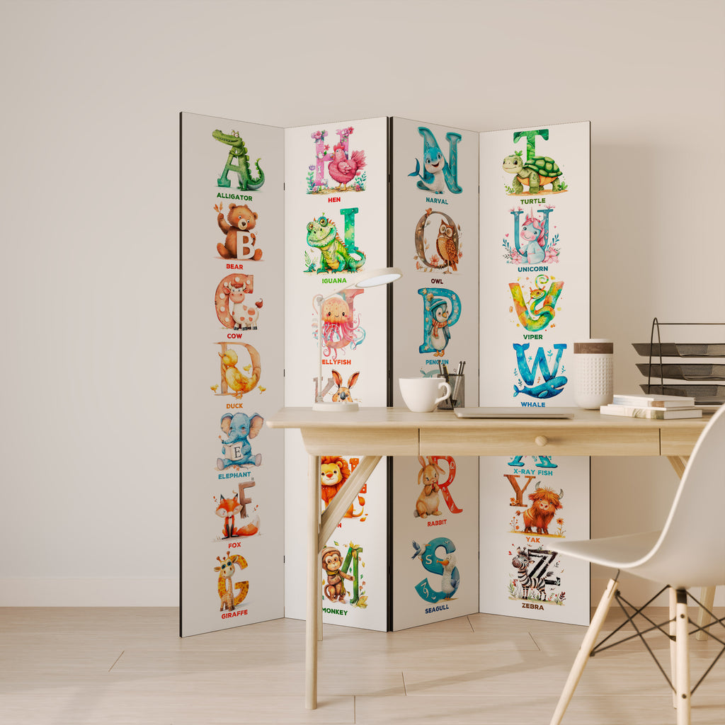 JOYFUL LETTERS 4-Panel Room Divider