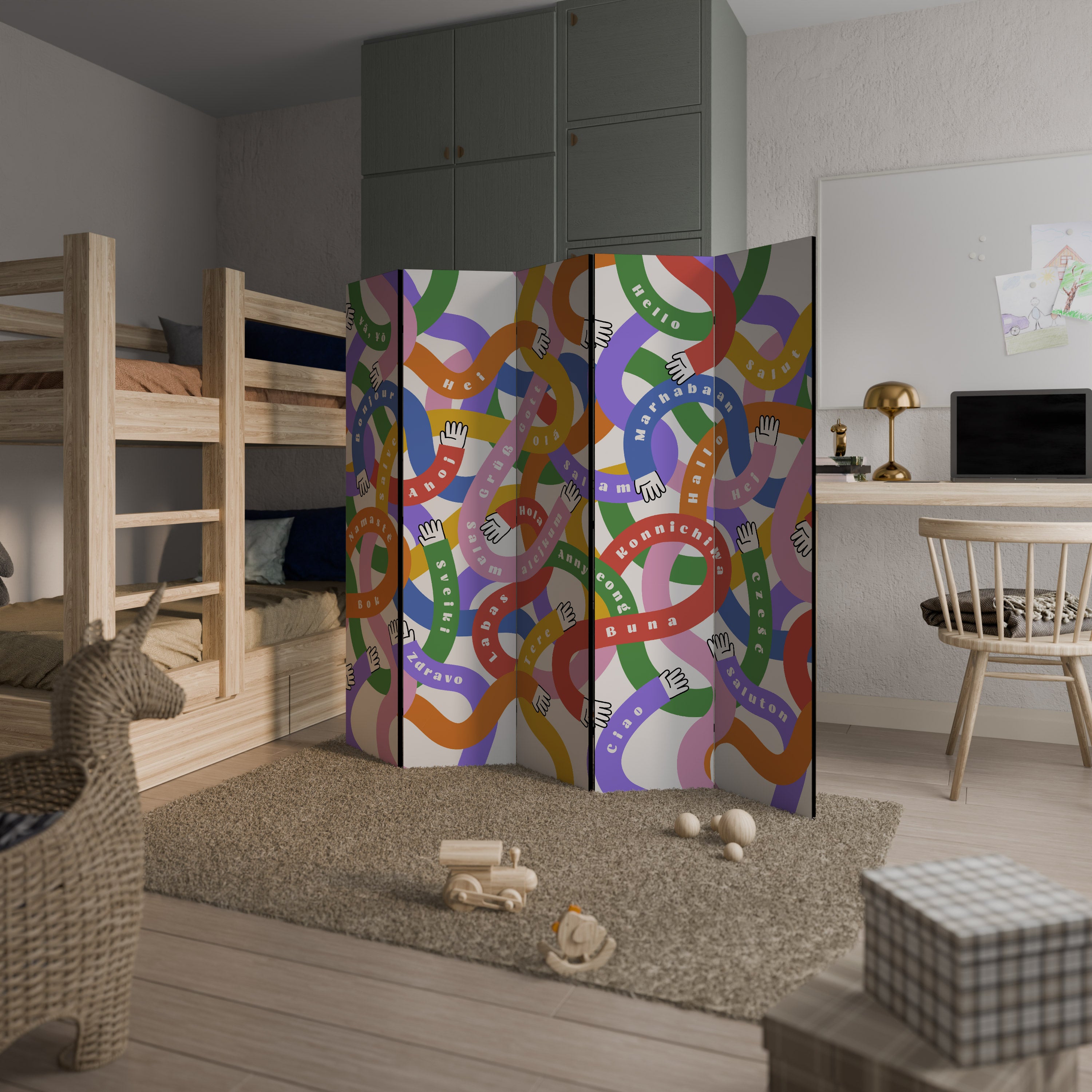 HELLO THERE 5-Panel Room Divider