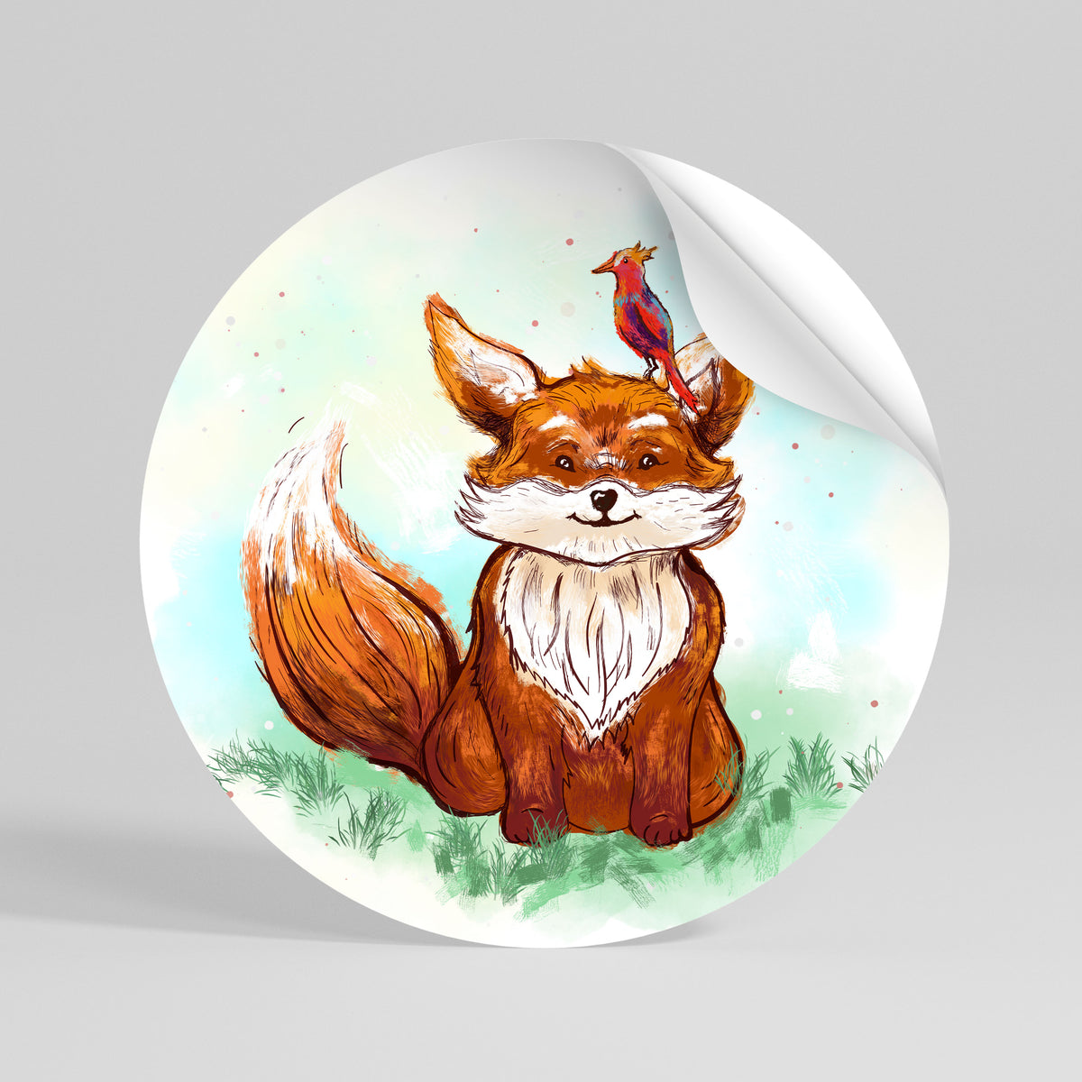 FOX FRIENDS Kulatá samolepka