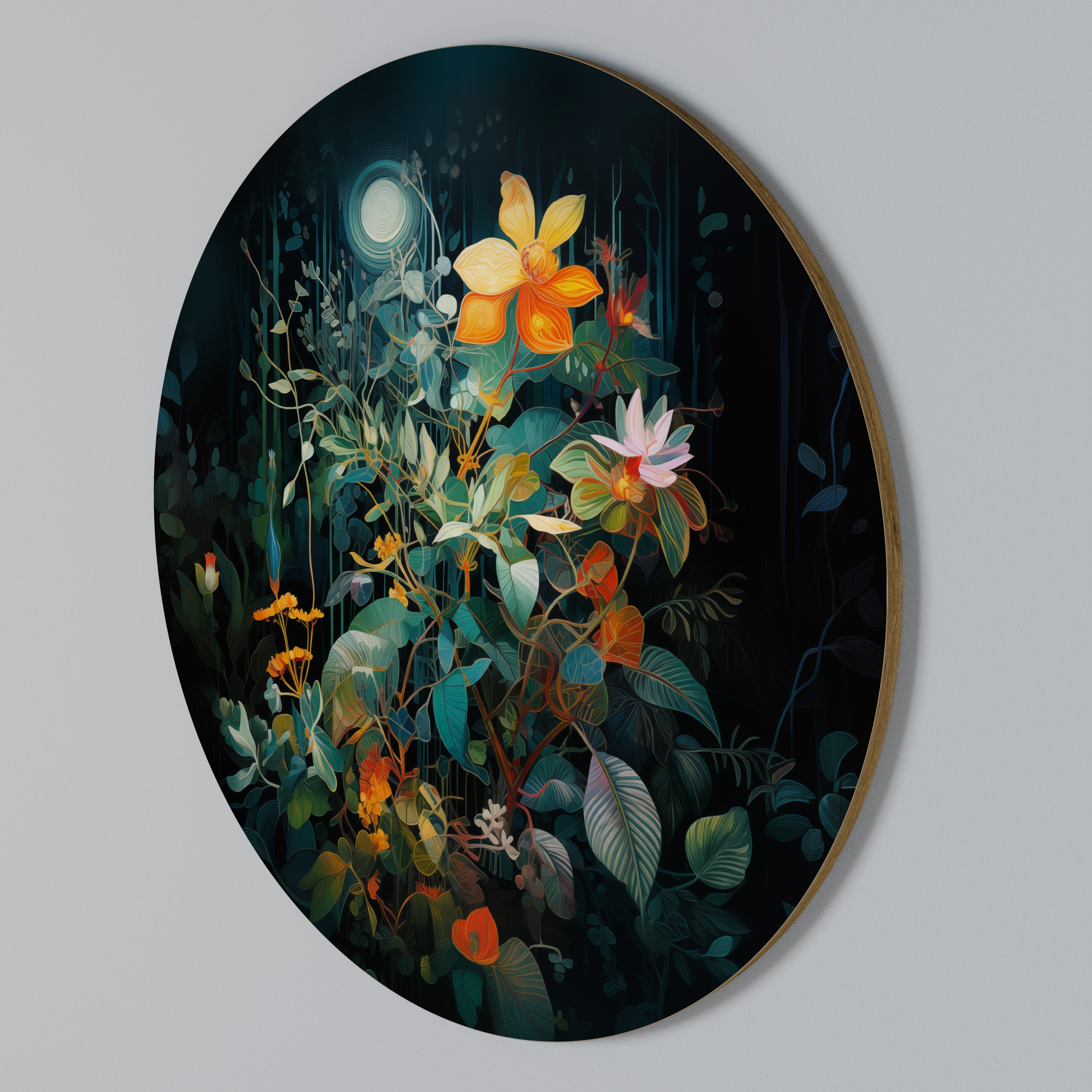 NOCTURNAL FLOWERS Round Wall Art
