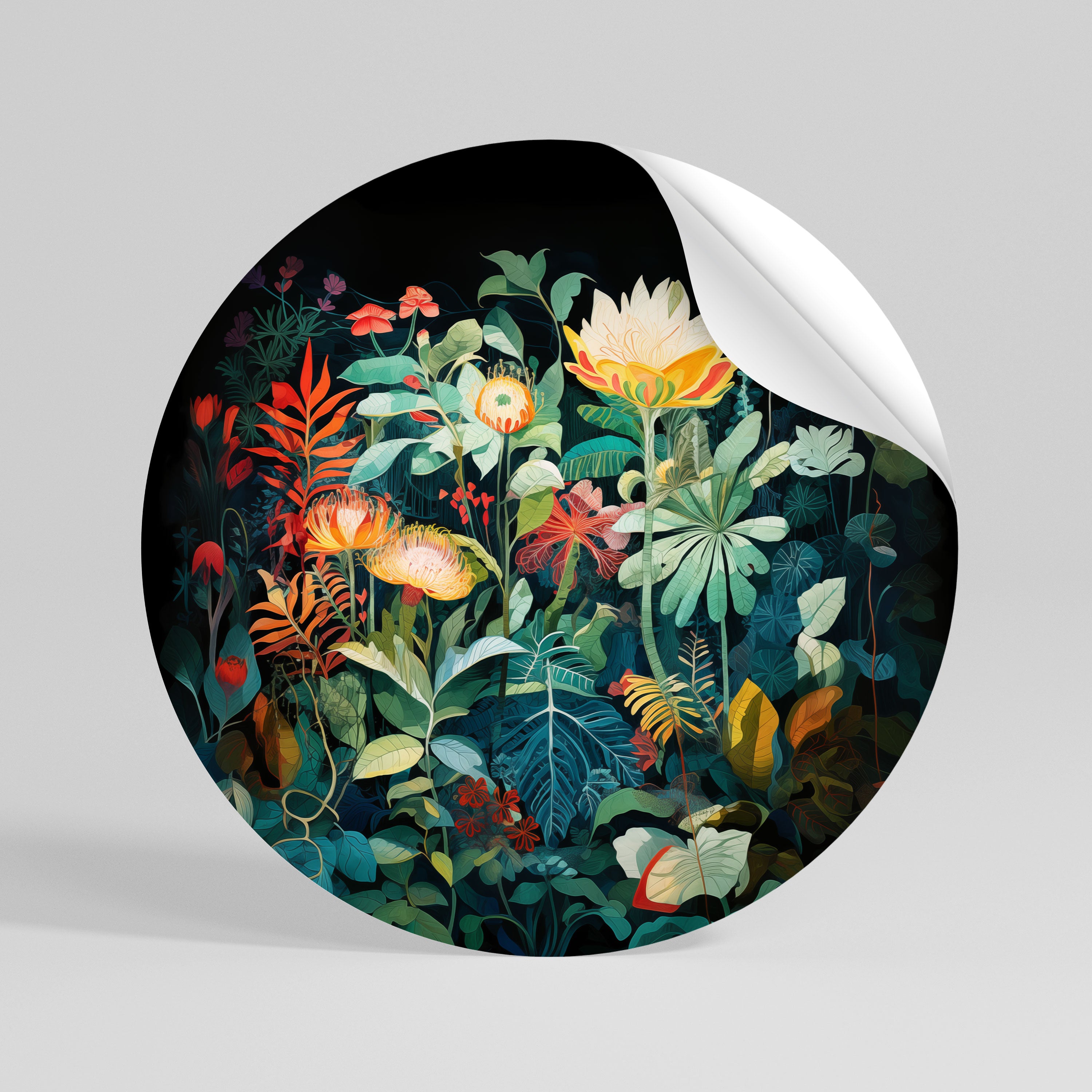 EVENING FLOWERS Kulatá samolepka