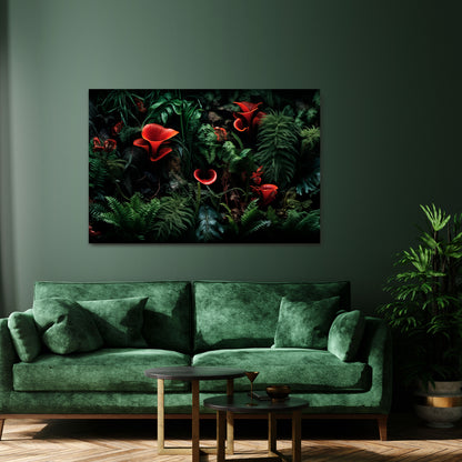CRIMSON FERNS Horizontal Canvas Print
