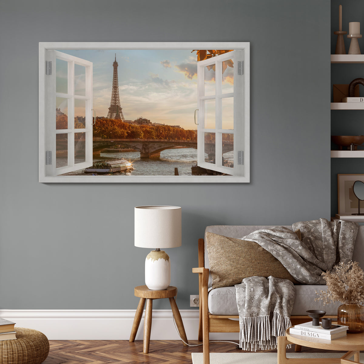 EIFFEL WINDOW WHISPERS Horizontal Canvas Print