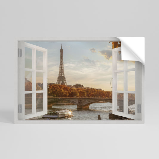EIFFEL WINDOW WHISPERS Vodorovný samolepicí plakát