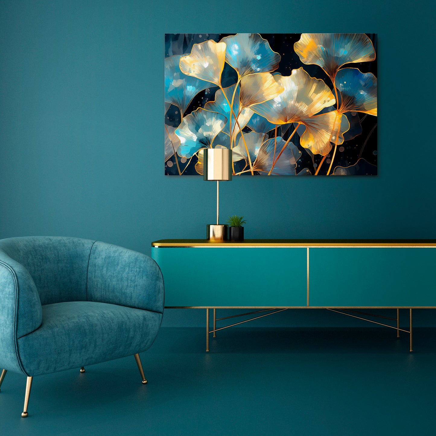 GLIMMERING GINKGO DREAMS Horizontal Canvas Print