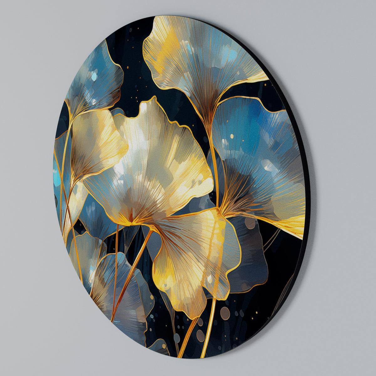 GLIMMERING GINKGO DREAMS Kulatá nástěnná dekorace