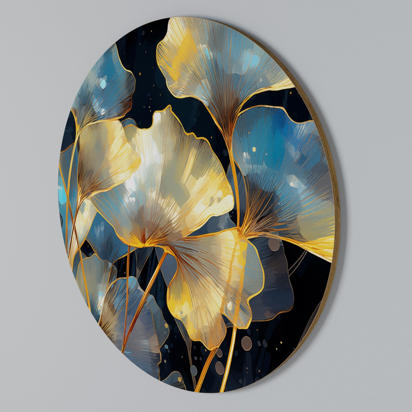 GLIMMERING GINKGO DREAMS Kulatá nástěnná dekorace