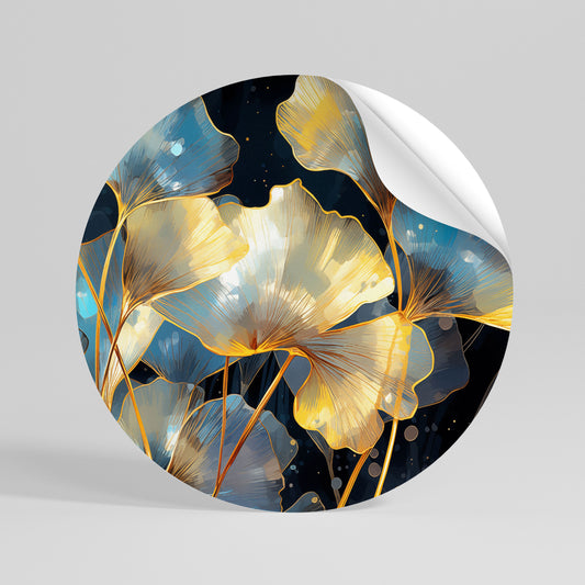 GLIMMERING GINKGO DREAMS Kulatá samolepka