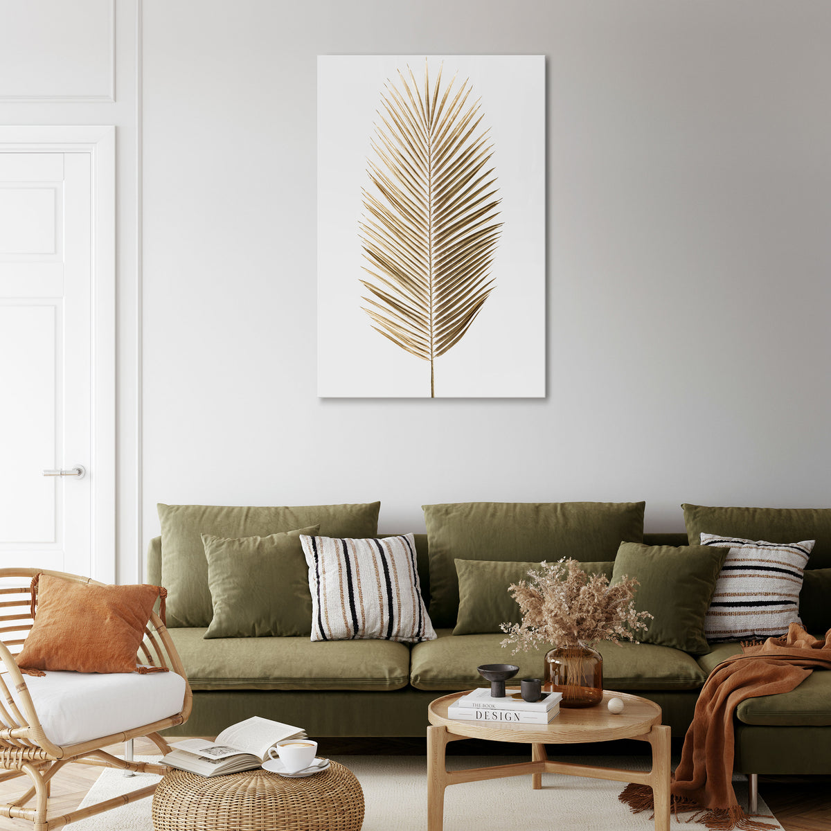 GOLDEN PALM ELEGANCE Vertical Canvas Print