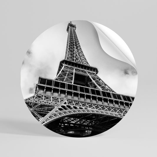 MONOCHROME PARISIAN ICON Kulatá samolepka