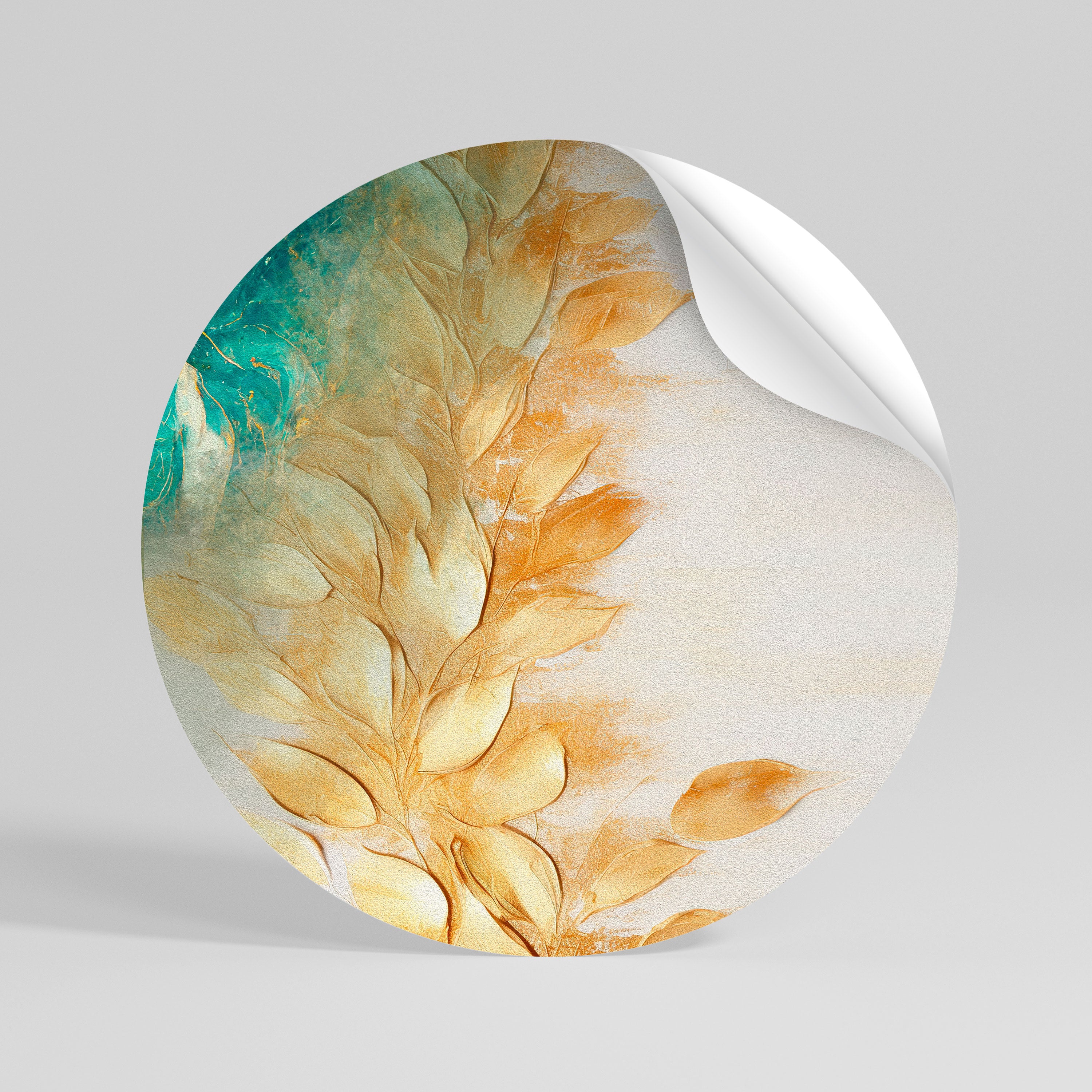 LEAVES IN RADIANCE Peel and Stick Round Sticker
