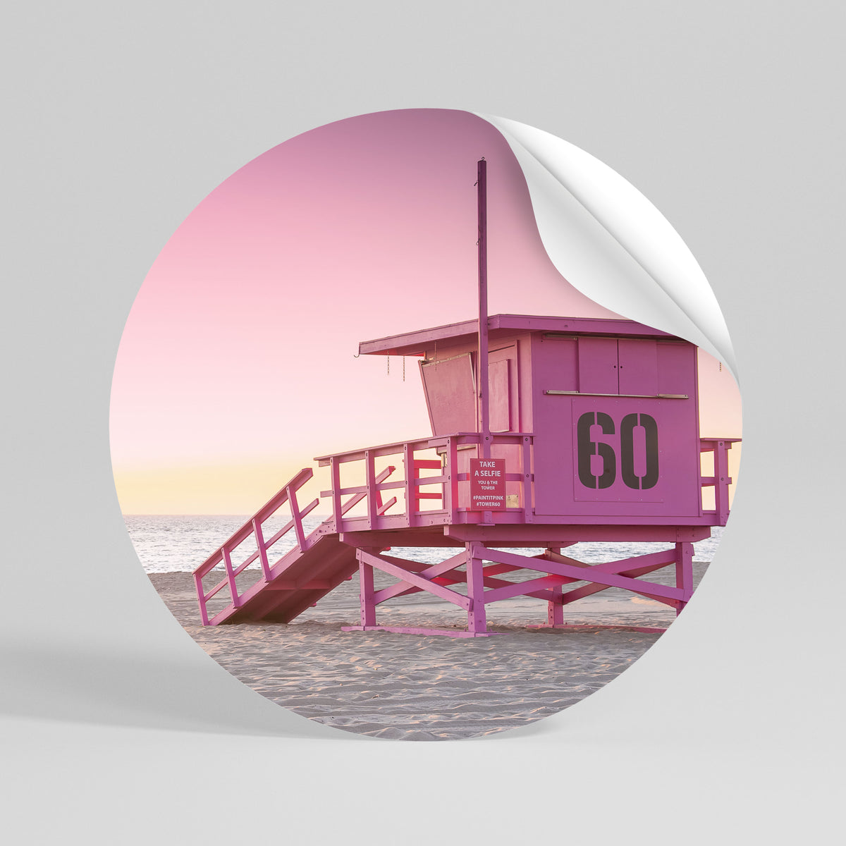 PINK PARADISE WATCH Kulatá samolepka