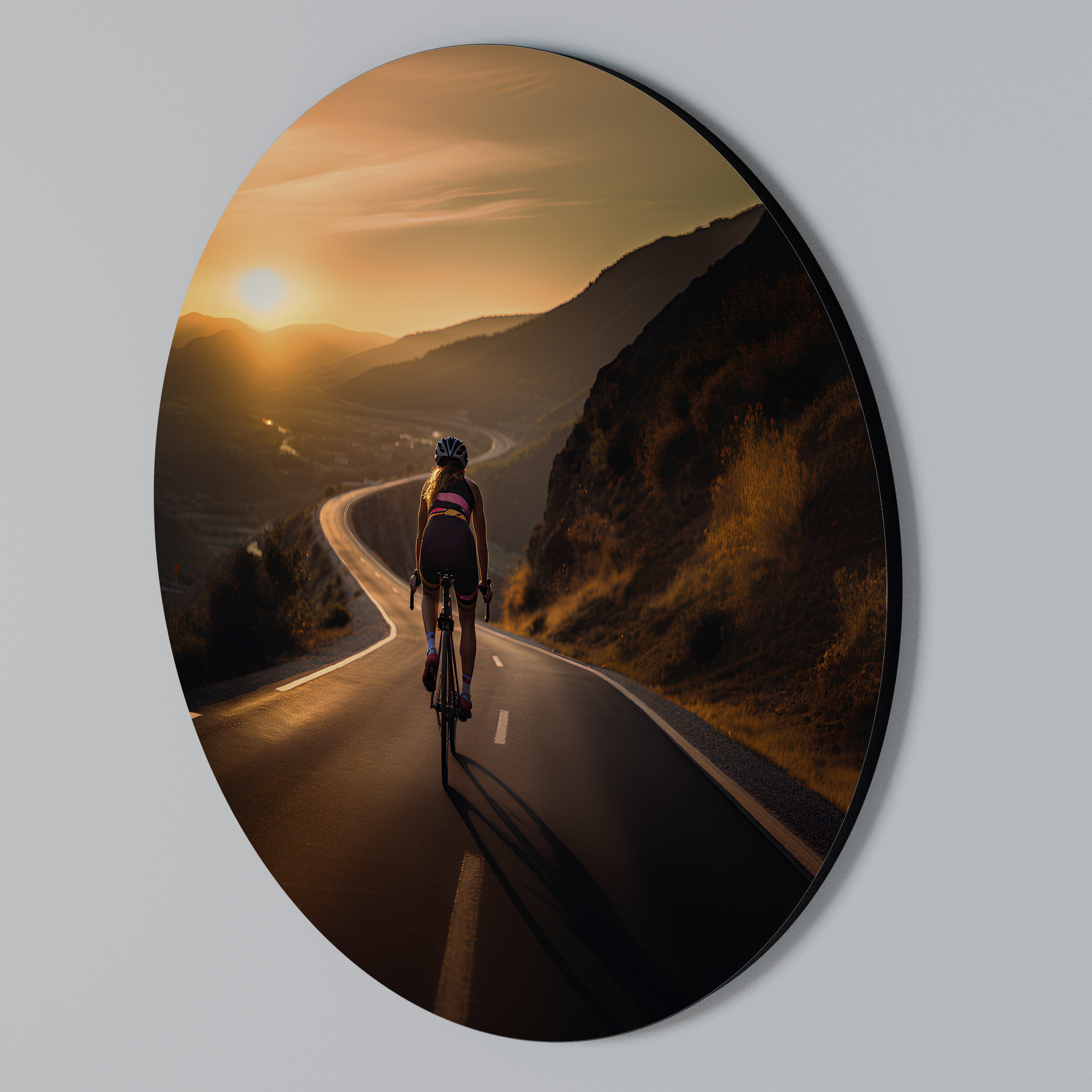 RIDE INTO GOLD Round Wall Art