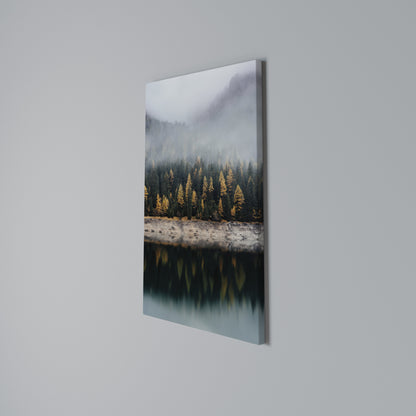 GOLDEN TREES IN FOG Vertical Canvas Print