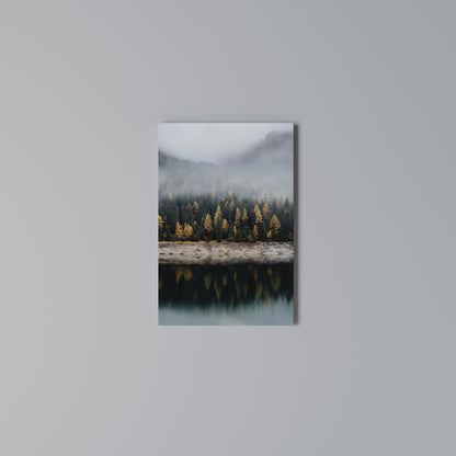 GOLDEN TREES IN FOG Vertical Canvas Print