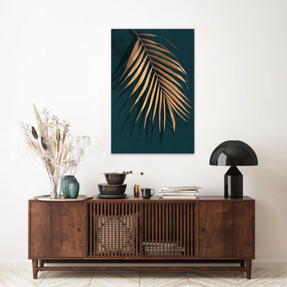 GOLDEN PALM WHISPERS Vertical Canvas Print