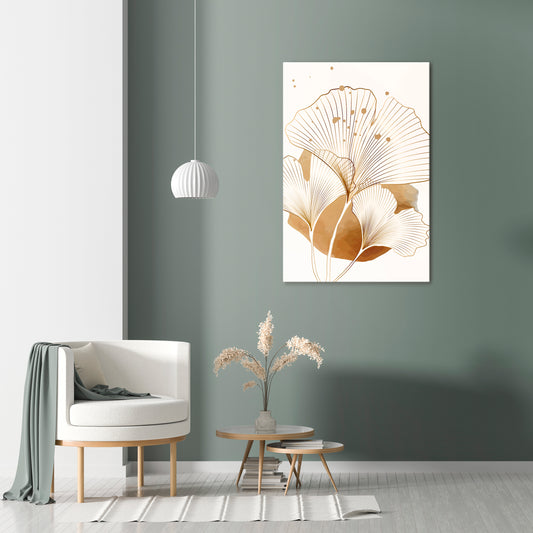 GOLDEN GINKGO DREAMS Vertical Canvas Print