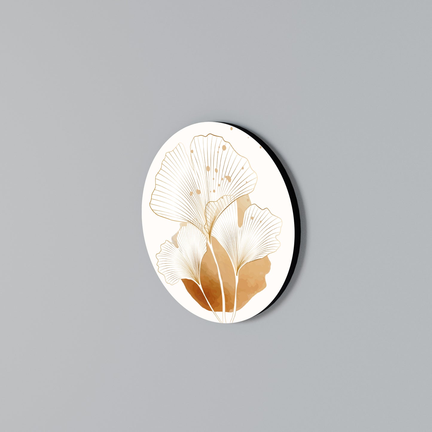 GOLDEN GINKGO DREAMS Kulatá nástěnná dekorace