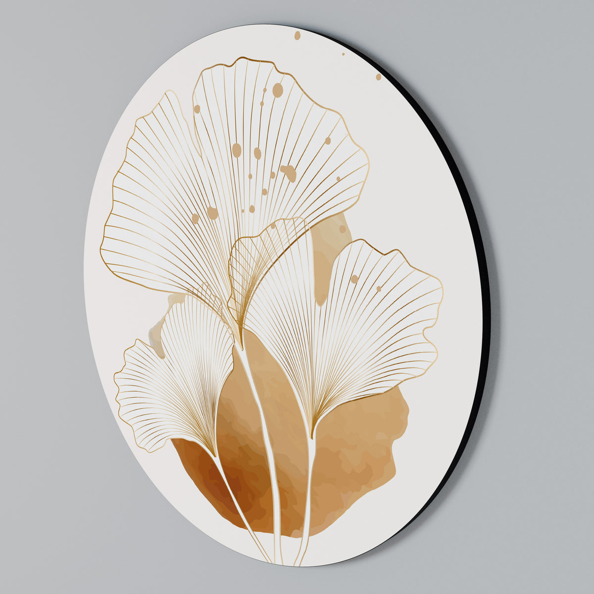 GOLDEN GINKGO DREAMS Kulatá nástěnná dekorace