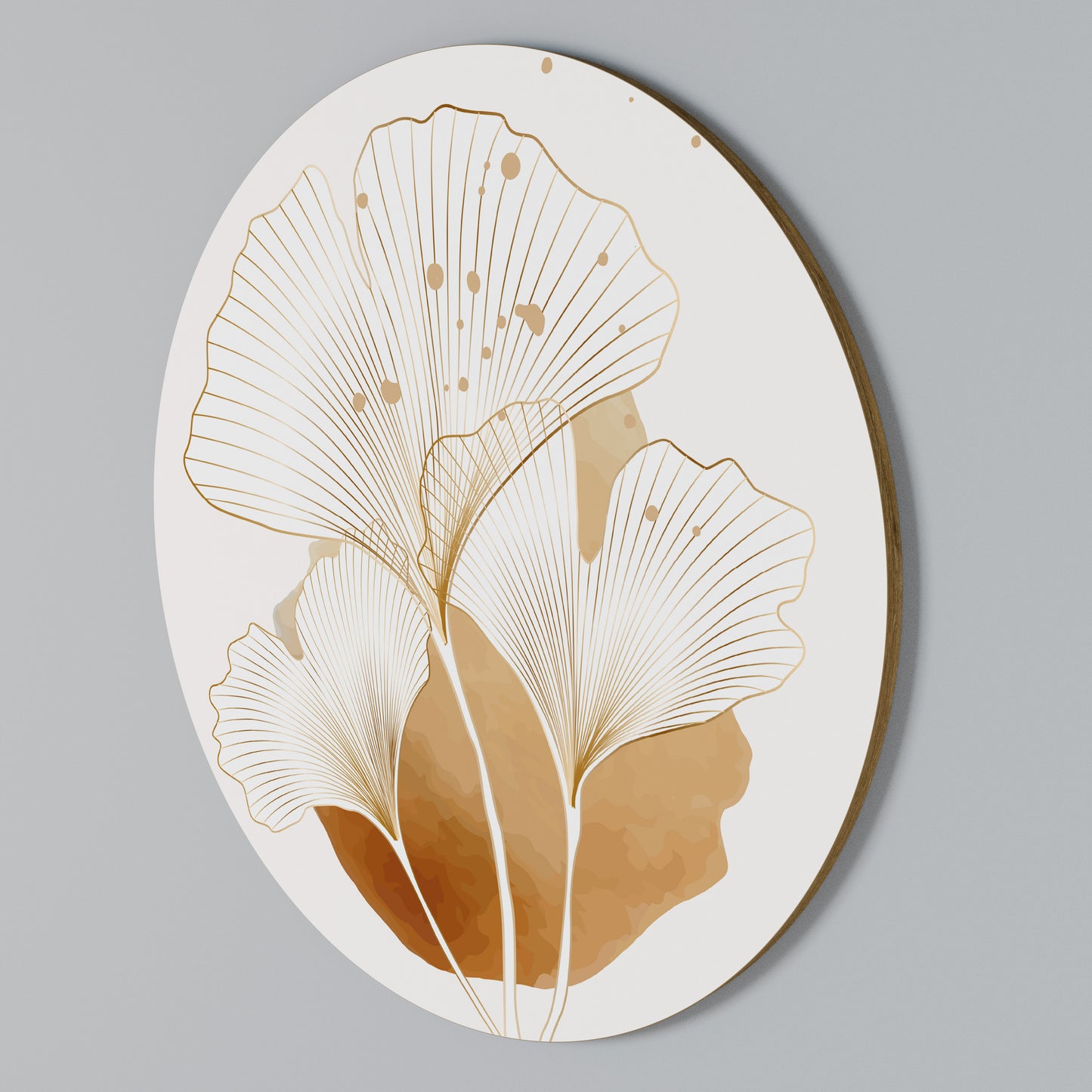 GOLDEN GINKGO DREAMS Kulatá nástěnná dekorace