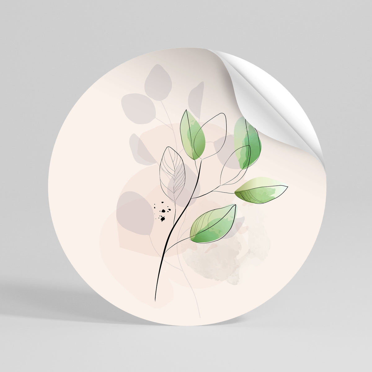 SERENE LEAF SONG Kulatá samolepka
