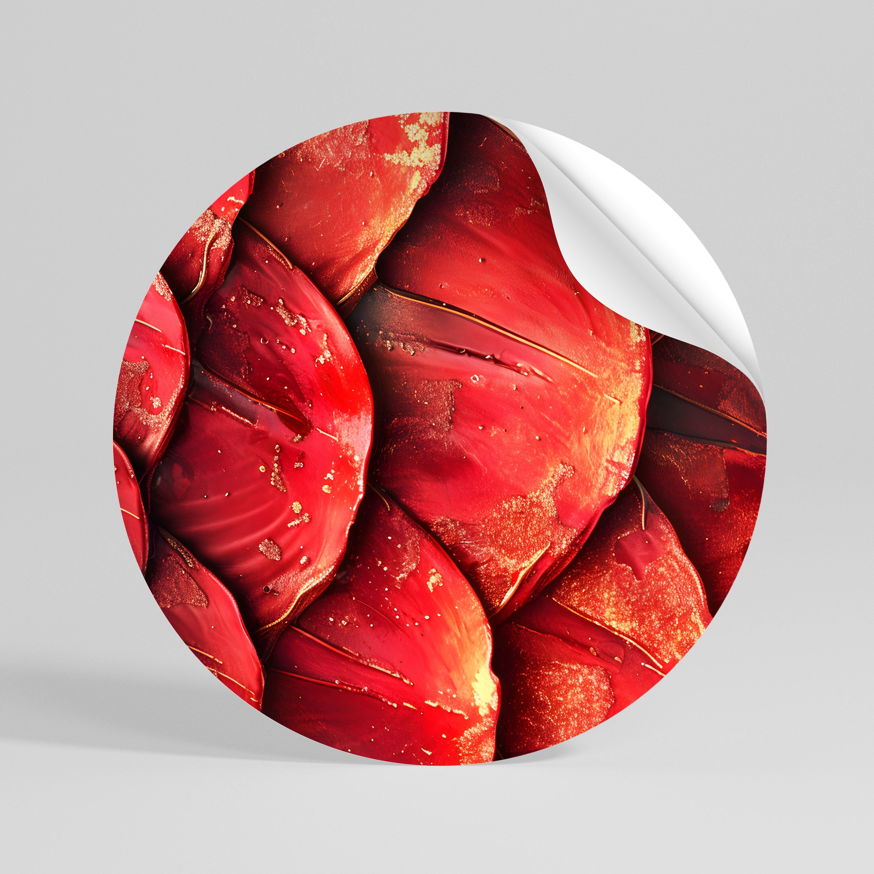 RUBY PETAL DANCE Peel and Stick Round Sticker