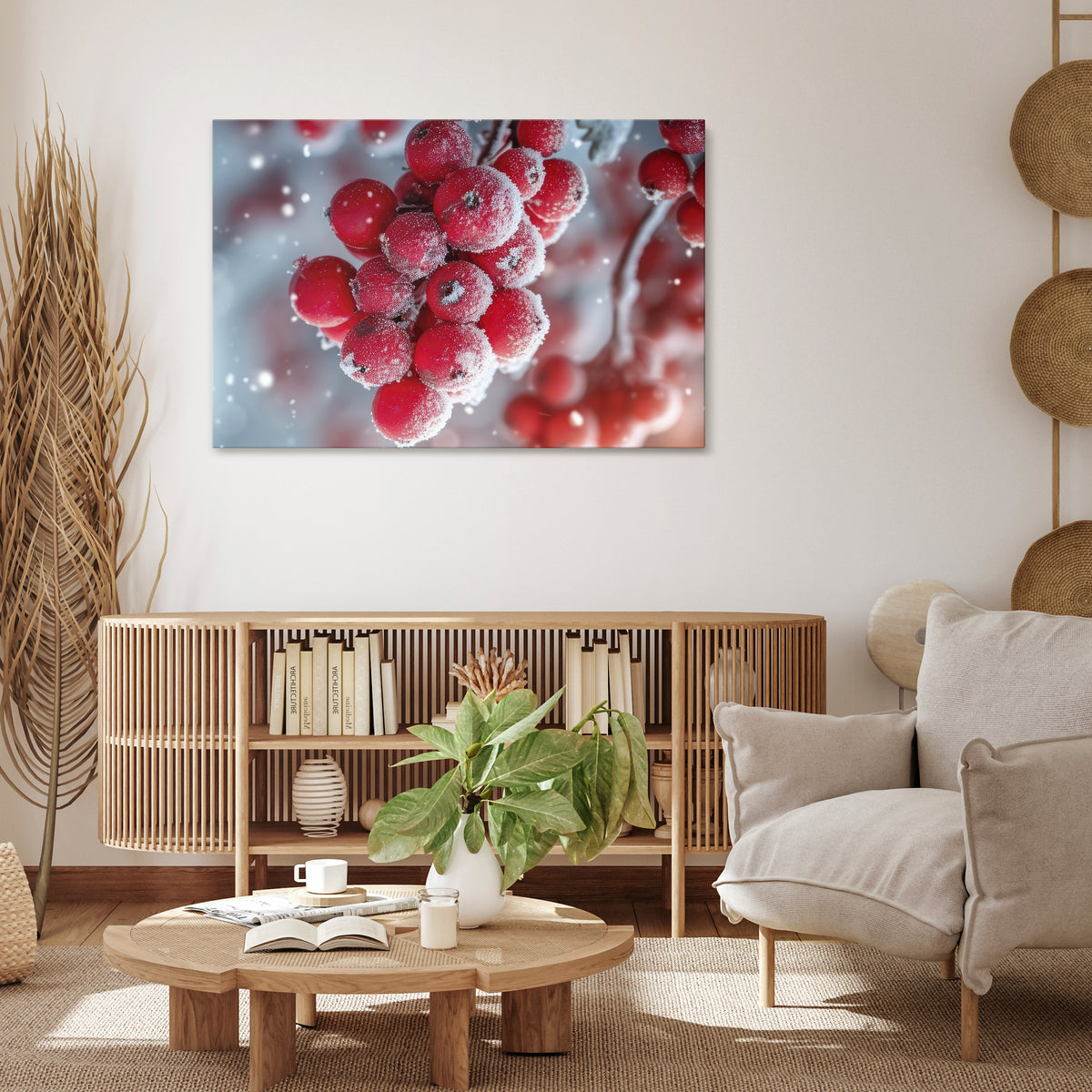 WINTER'S CRIMSON TREASURES Horizontal Canvas Print