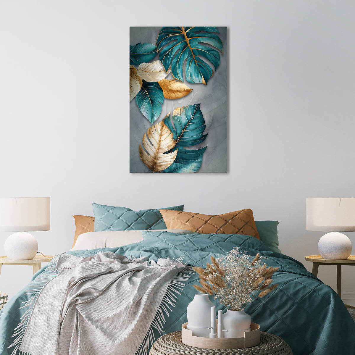 ELEGANCE IN LEAVES Vertical Canvas Print