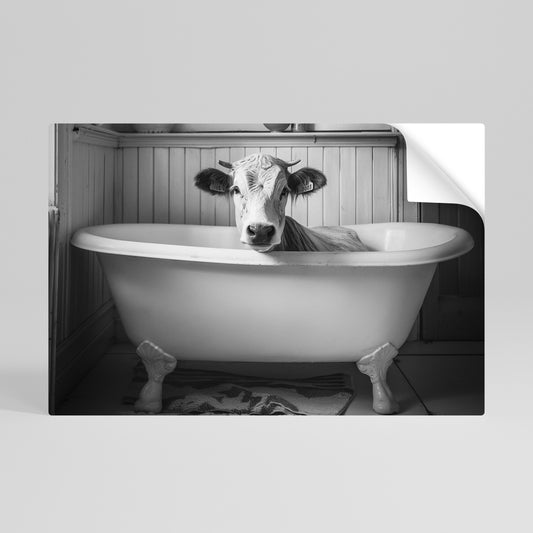 COW IN RELAXATION Vodorovný samolepicí plakát