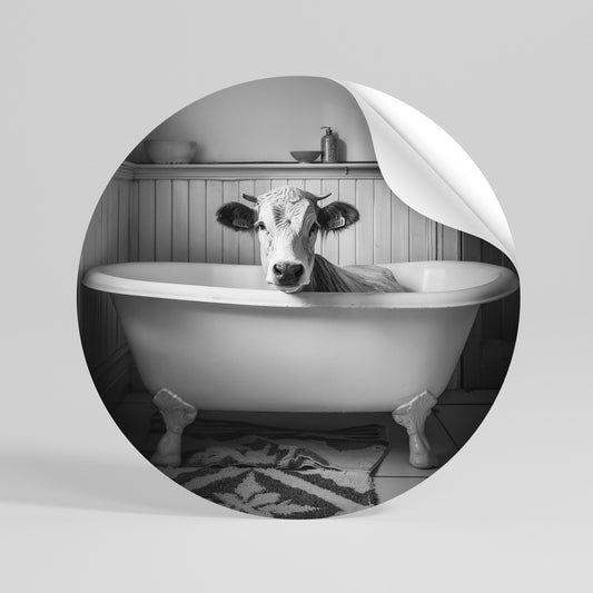 COW IN RELAXATION Kulatá samolepka