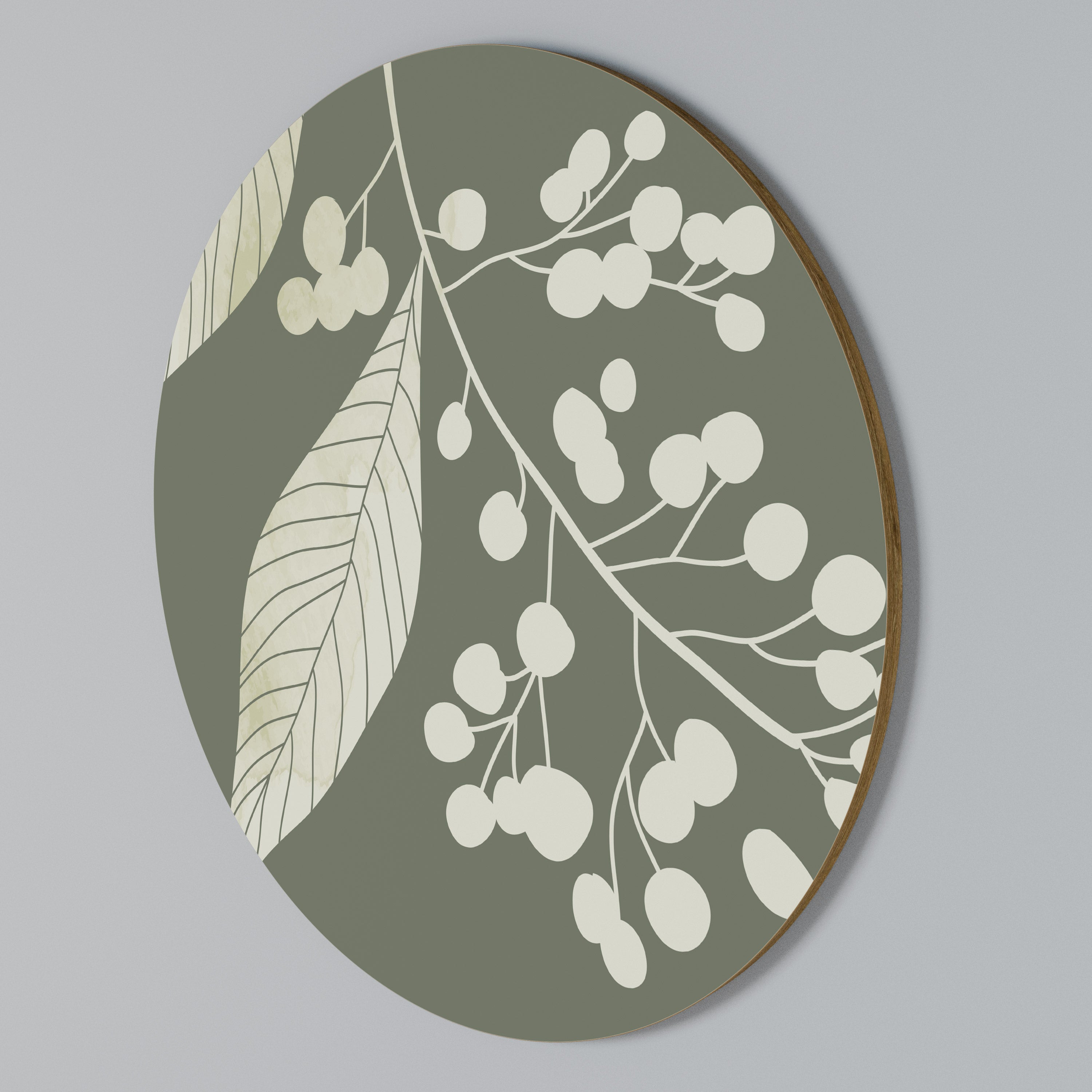 SERENE LEAFY FANTASIES Round Wall Art