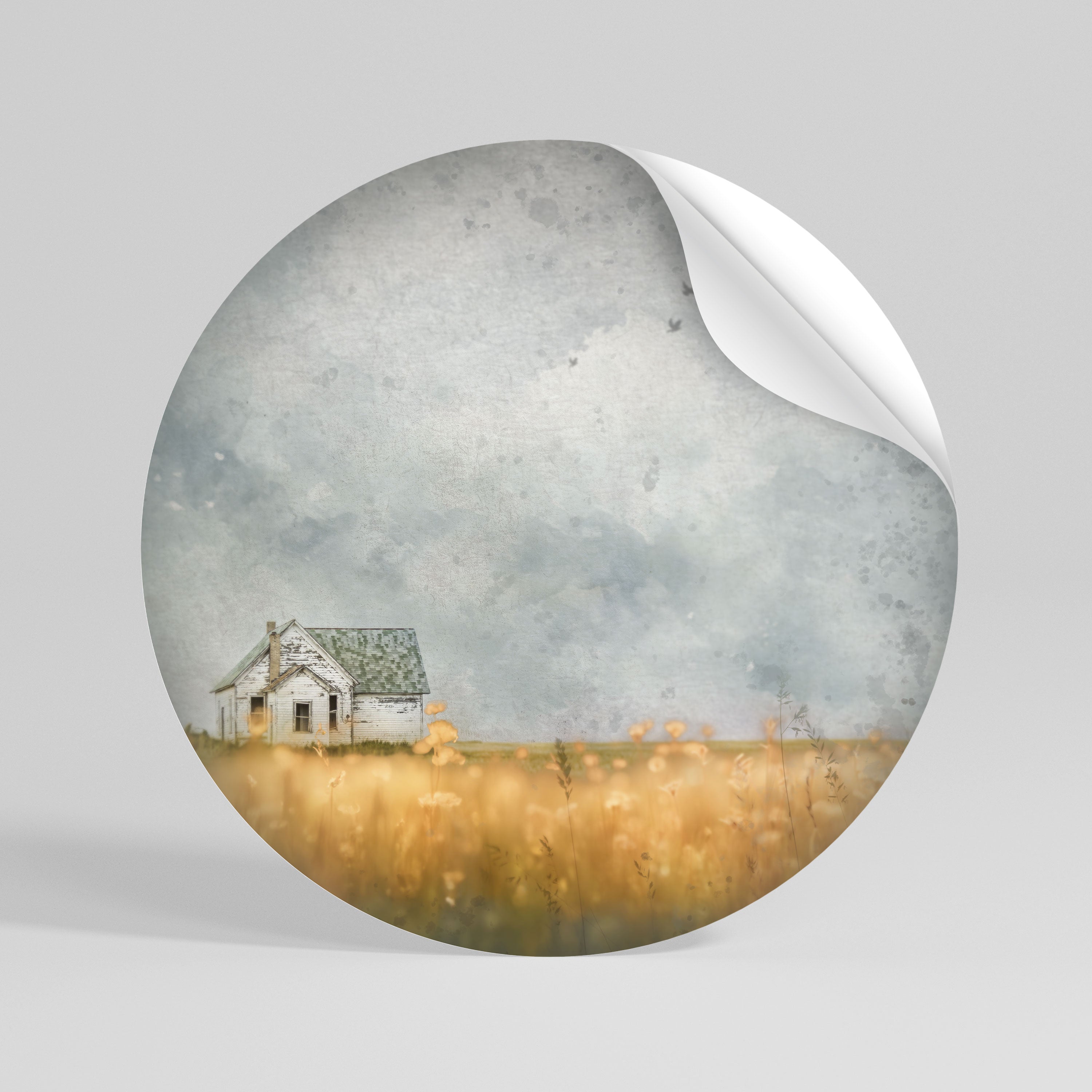 FIELDS OF FADING LIGHT Peel and Stick Round Sticker