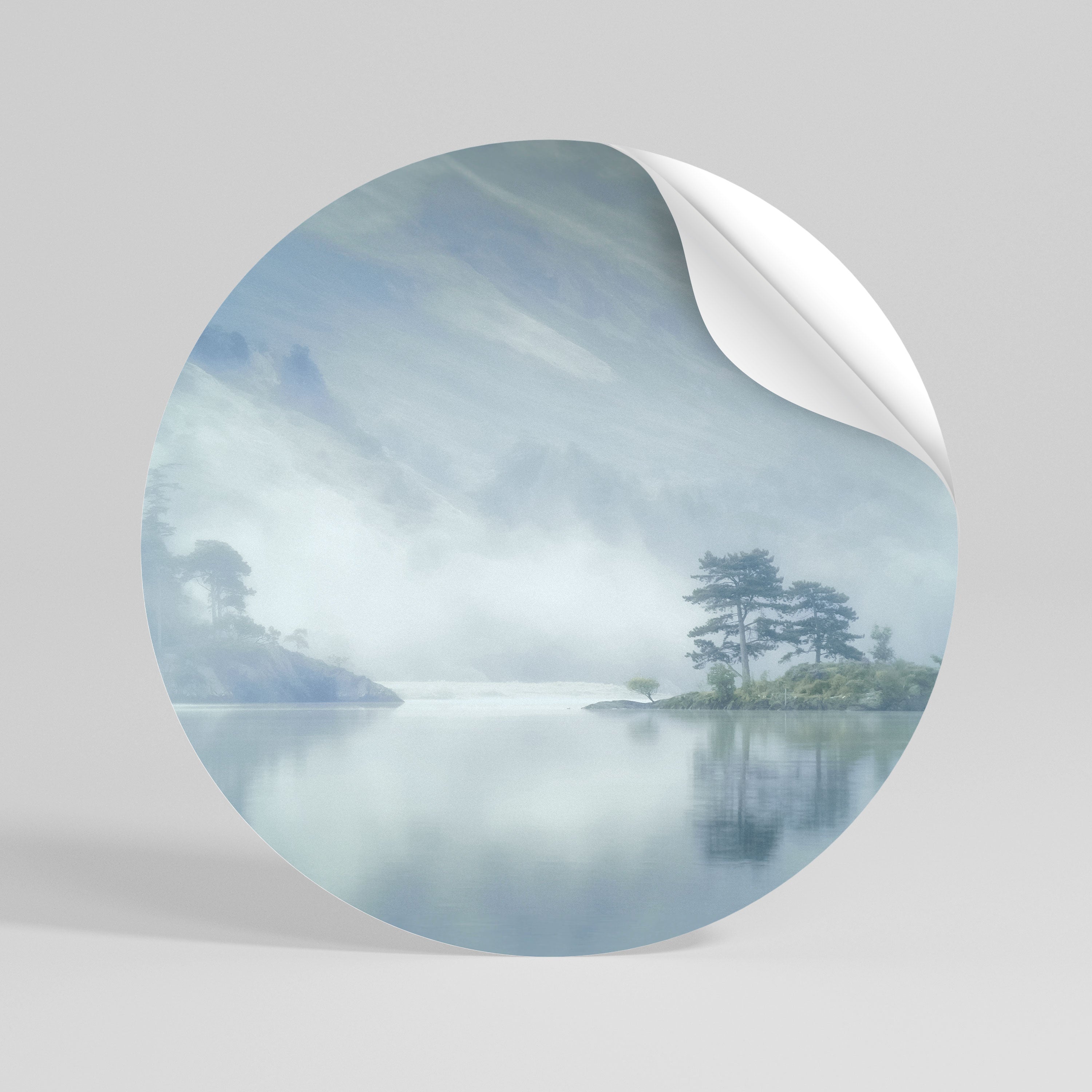 SILVER LAKE Peel and Stick Round Sticker
