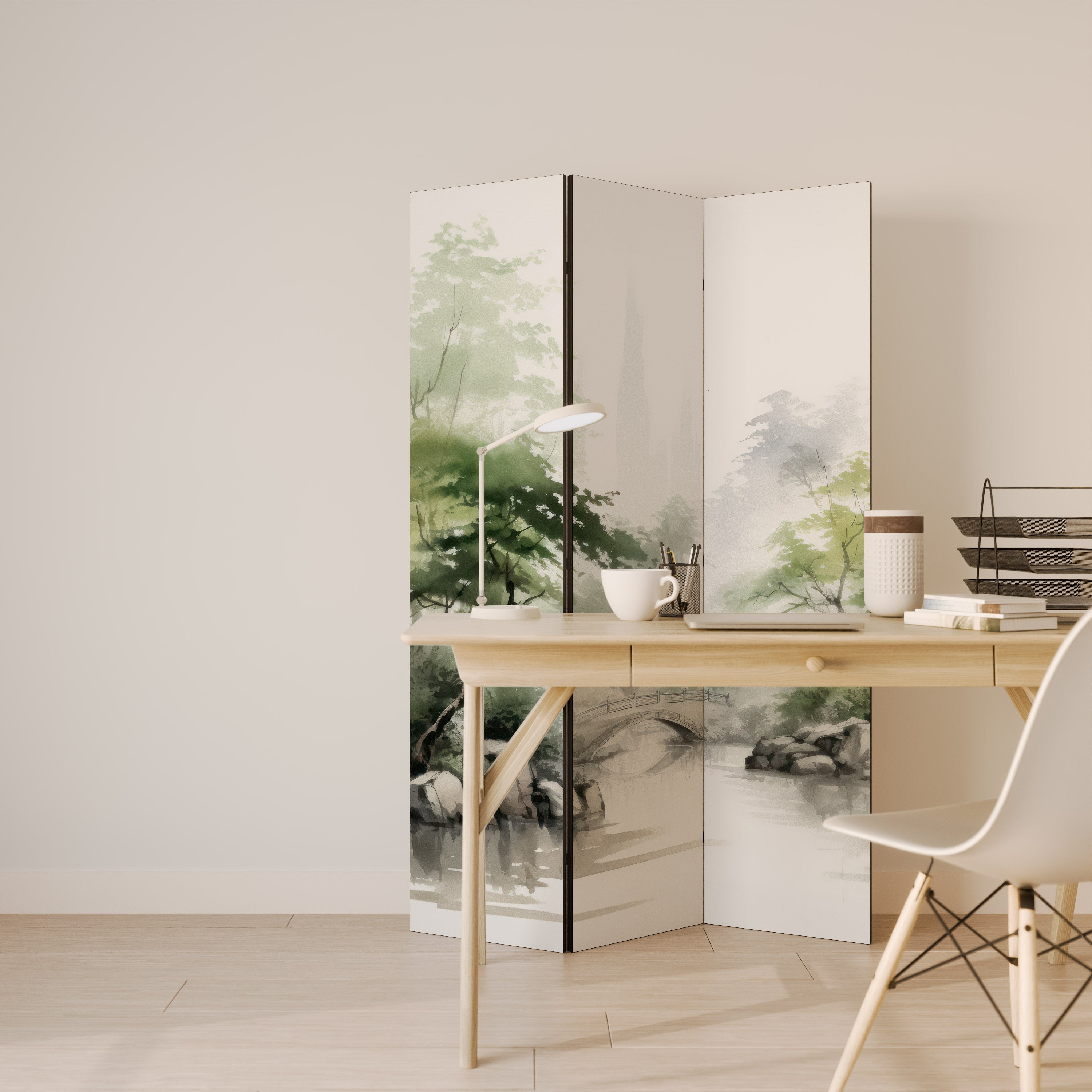 HARMONIOUS WATERSCAPE SCENE 3dílný paraván