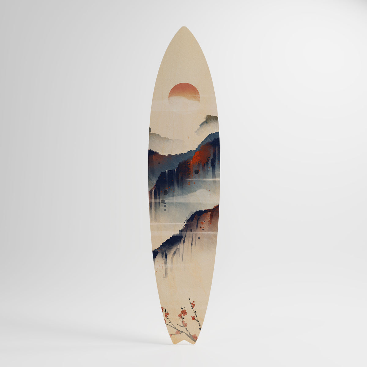 JAPANESE LANDSCAPE Dekorativní panel ve tvaru surfu