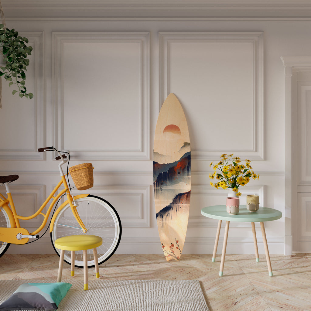 JAPANESE LANDSCAPE Dekorativní panel ve tvaru surfu