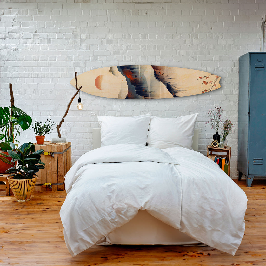 JAPANESE LANDSCAPE Dekorativní panel ve tvaru surfu