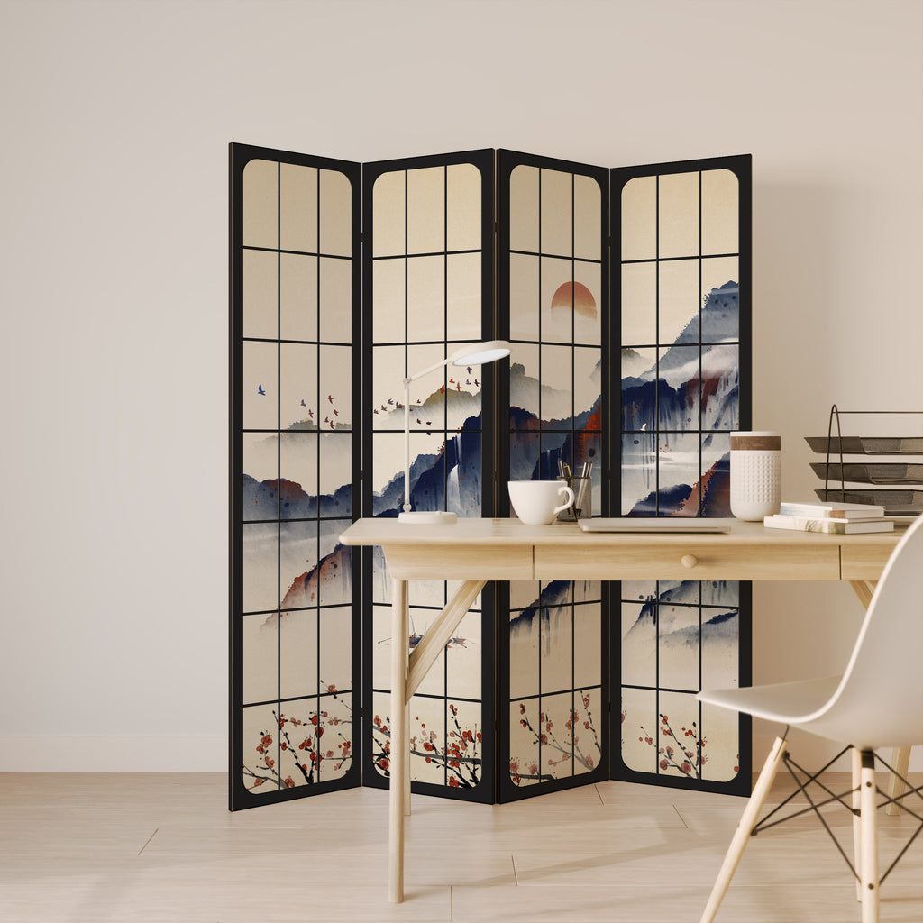 JAPANESE LANDSCAPE 4-Panel Room Divider