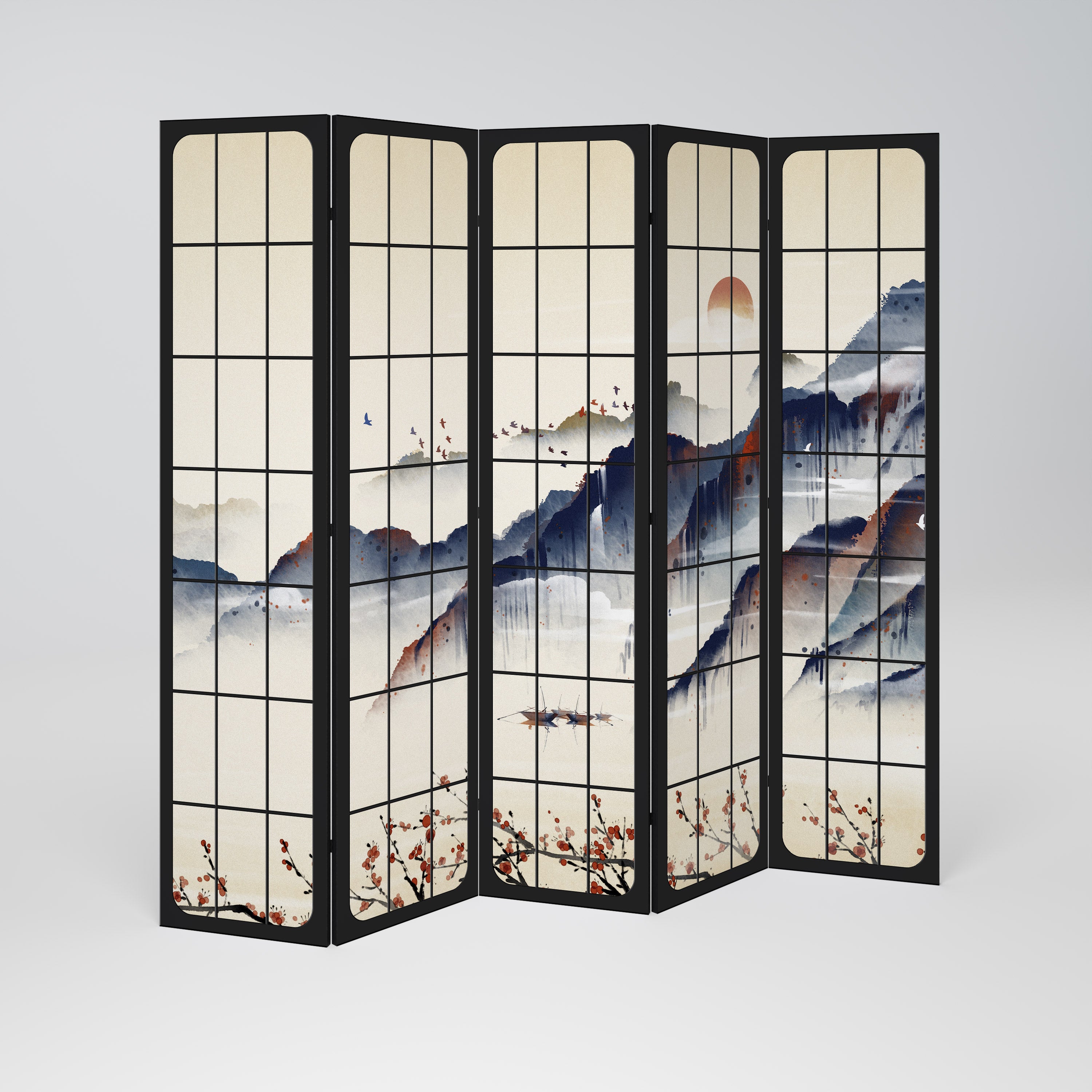 JAPANESE LANDSCAPE 5-Panel Room Divider