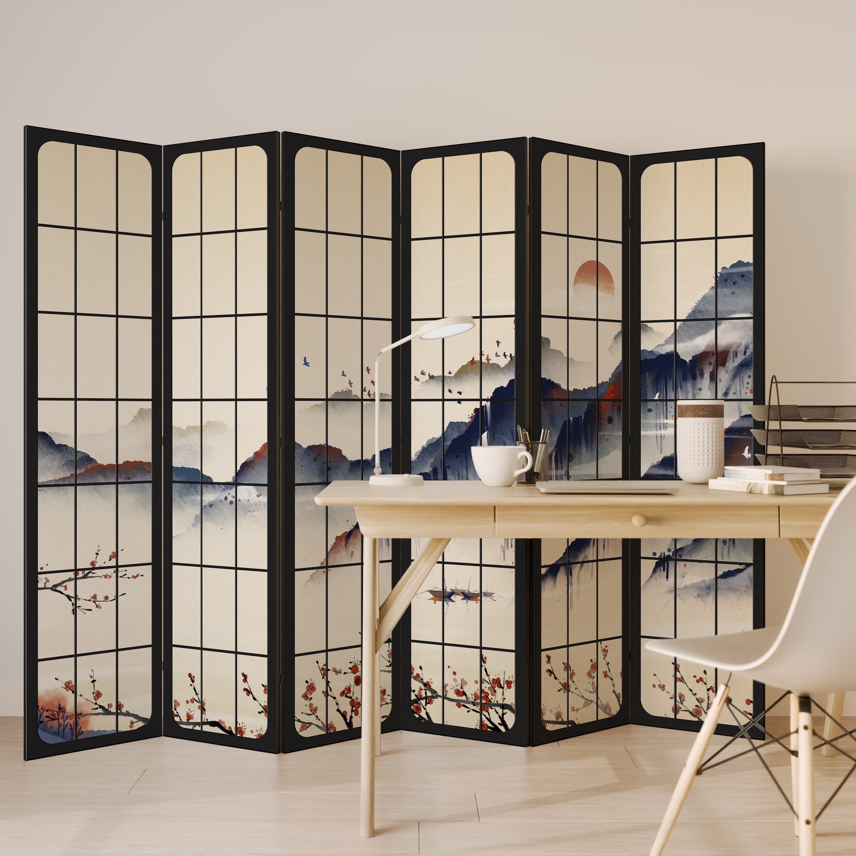 JAPANESE LANDSCAPE 6-Panel Room Divider
