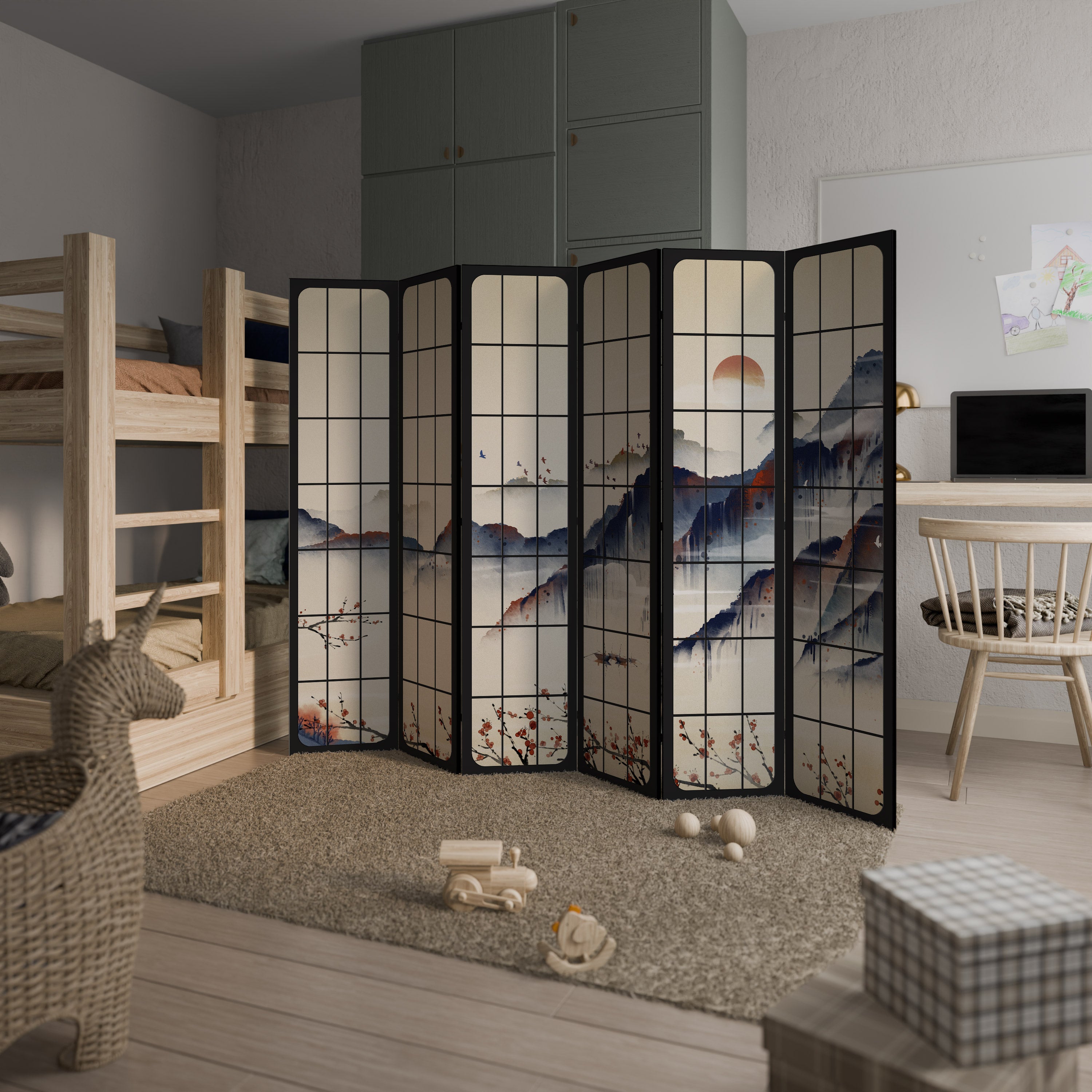 JAPANESE LANDSCAPE 6-Panel Room Divider