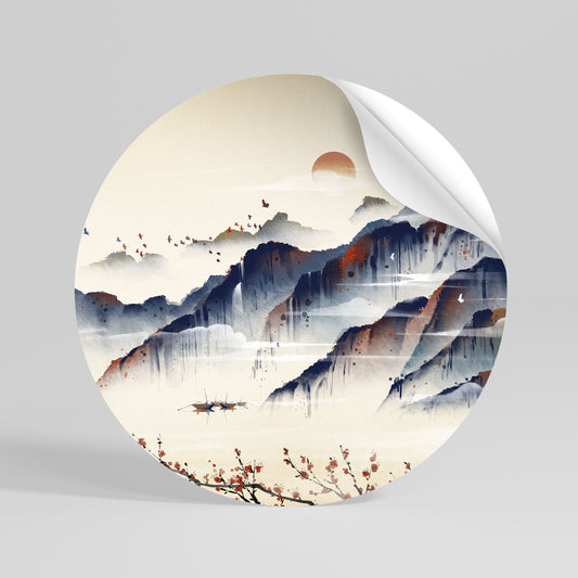 JAPANESE LANDSCAPE Kulatá samolepka