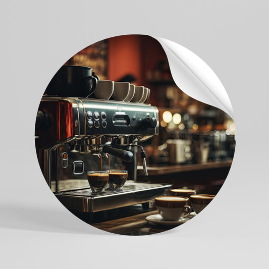 BARISTA’S DREAM MACHINE Kulatá samolepka