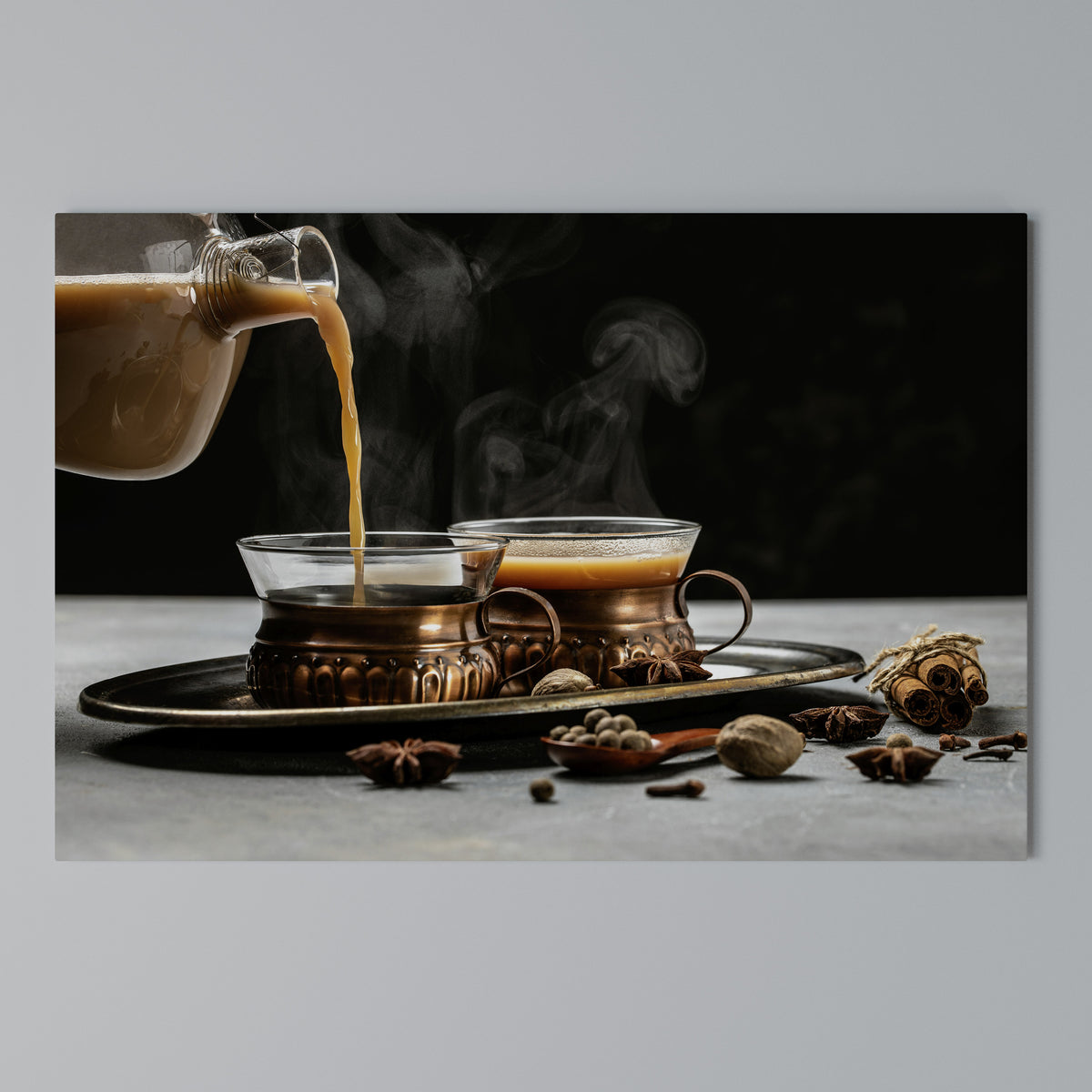 STEAMING SIPS OF SERENITY Horizontal Canvas Print
