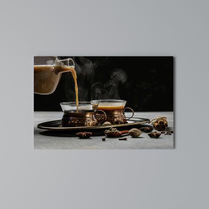 STEAMING SIPS OF SERENITY Horizontal Canvas Print