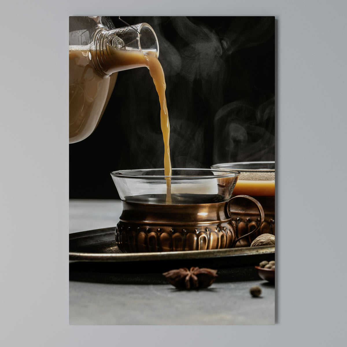 STEAMING SIPS OF SERENITY Vertical Canvas Print