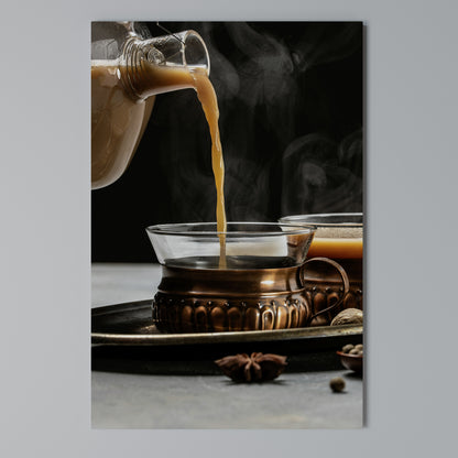 STEAMING SIPS OF SERENITY Vertical Canvas Print