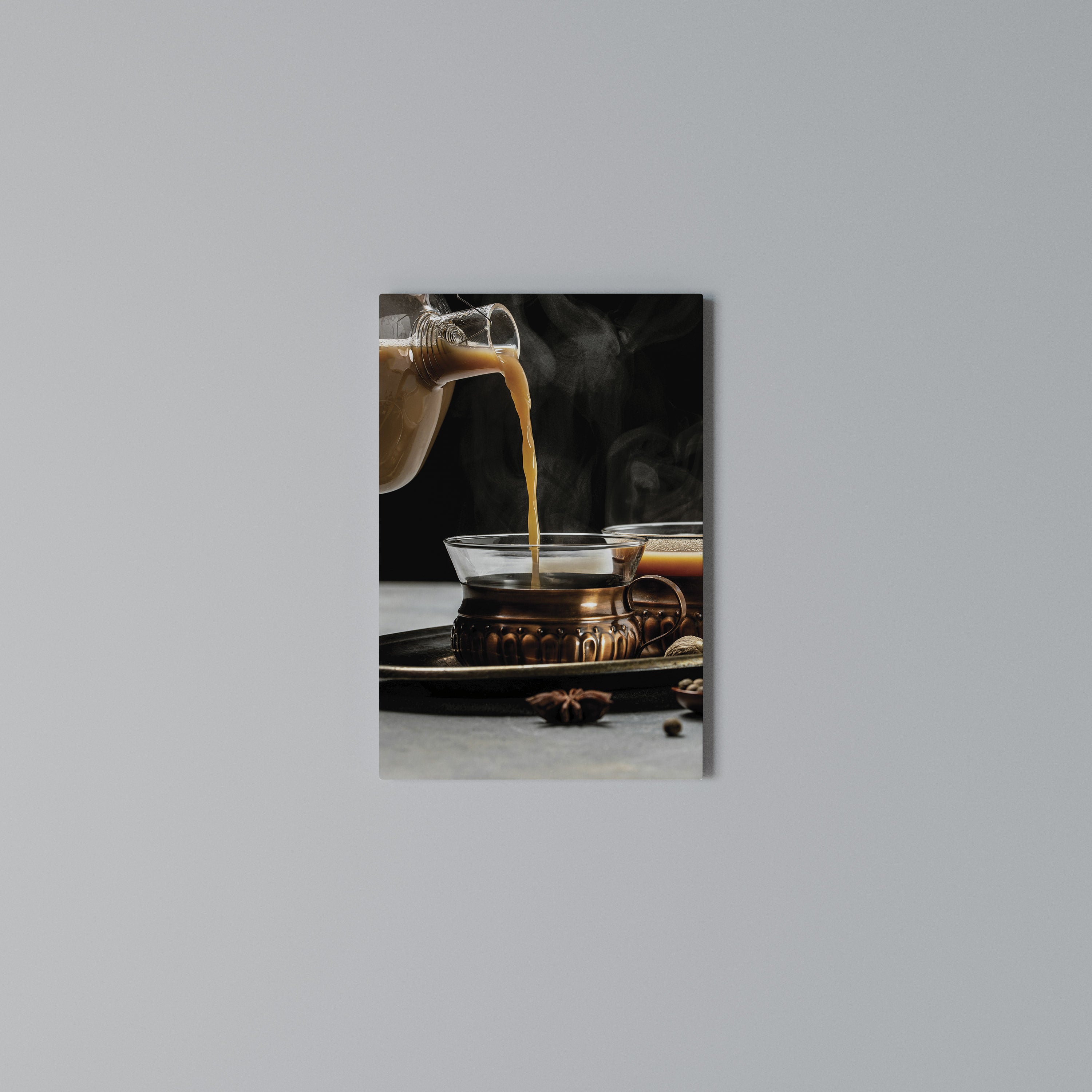 STEAMING SIPS OF SERENITY Vertical Canvas Print