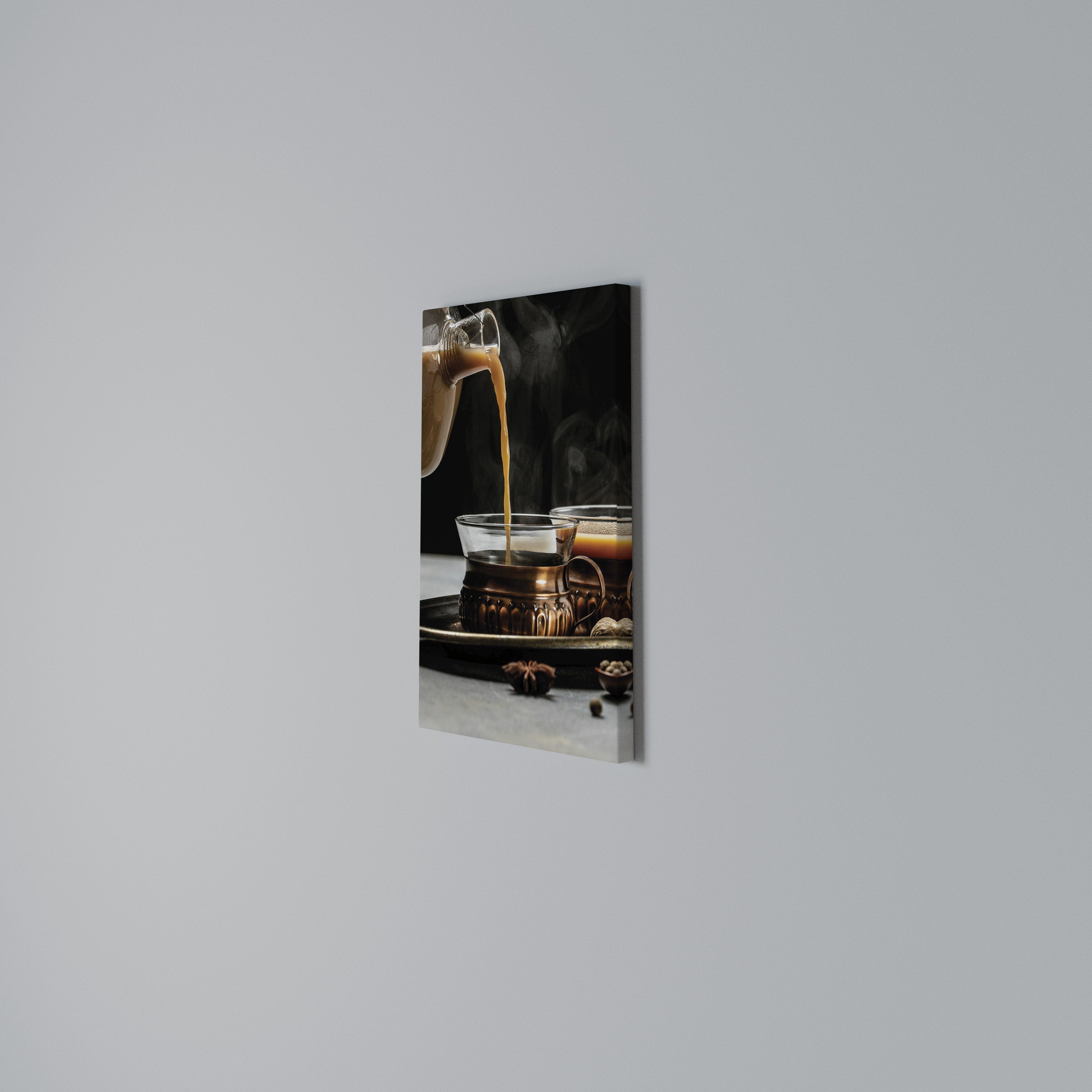 STEAMING SIPS OF SERENITY Vertical Canvas Print