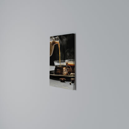 STEAMING SIPS OF SERENITY Vertical Canvas Print